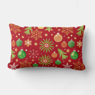 Festive Pattern Featuring Christmas Ornaments Lumbar Pillow