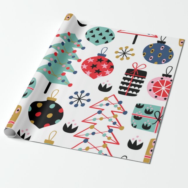 festive pattern holidays Christmas Wrapping Paper (Unrolled)