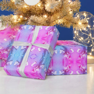 Festive Pattern Modern Blue Pink Wrapping Paper