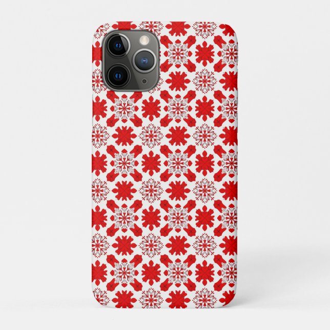 Festive Pattern of Red and White Snowflakes Case-Mate iPhone Case (Back)