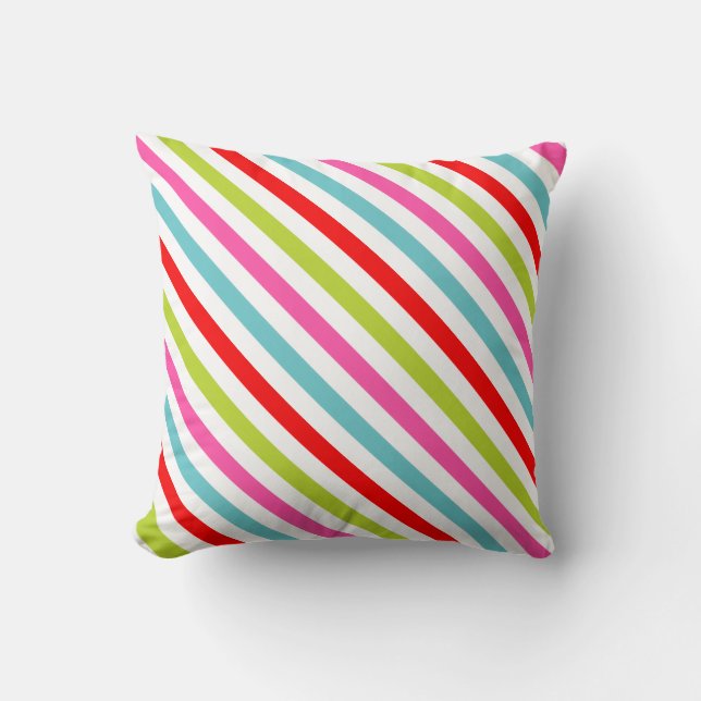 Festive Pattern – Retro Holiday Stripes Throw Pillow (Front)