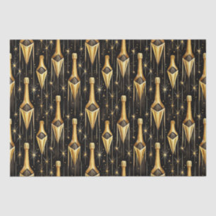 Festive pattern with gold champagne bottles tissue paper