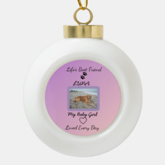 Festive Pawprint Holiday Keepsake Ceramic Ball Christmas Ornament