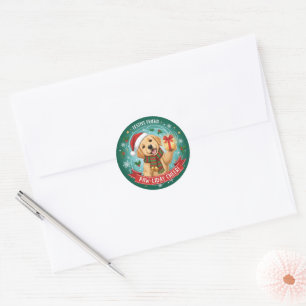 Festive Paws & Holiday JoySticker Classic Round Sticker