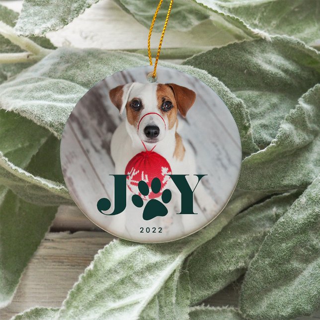 Festive Paws | Pet Photo Ceramic Ornament (Creator Uploaded)
