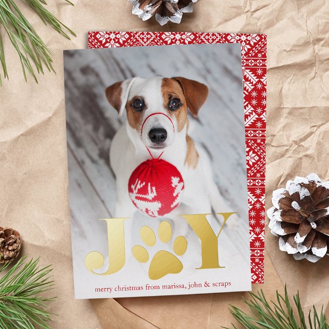Festive Paws | Pet Photo Foil Holiday Card (Creator Uploaded)