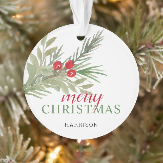 Festive Peace On Earth 3 Photo Collage Ornament (Tree)