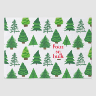 Festive Peace On Earth Christmas Trees Patter Tissue Paper