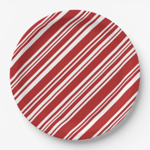 Festive Peppermint Stripe Pattern Paper Plates