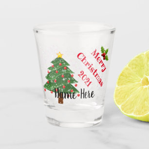 Festive Personalised Name Christmas Shot Glass