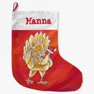 Festive Personalized Chicken Christmas Large Christmas Stocking