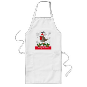 Festive Personalized Christmas Robin Apron