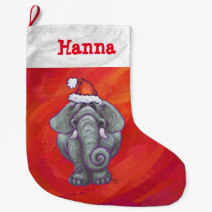 Festive Personalized Elephant Christmas Large Christmas Stocking