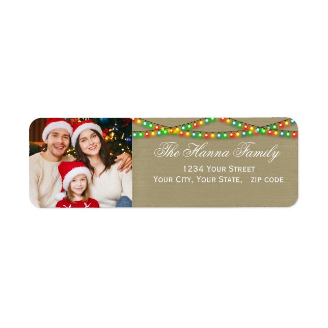 Festive Personalized Family Photo Christmas Lights (Front)