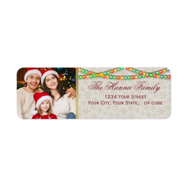 Festive Personalized Family Photo Christmas Lights (Front)