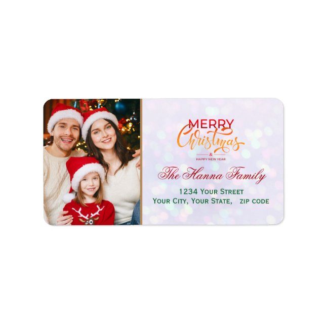 Festive Personalized Family Photo "Merry Christmas Label (Front)