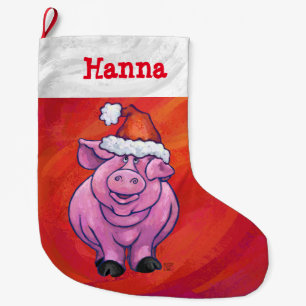 Festive Personalized Pig Christmas Large Christmas Stocking