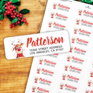 Festive Personalized Reindeer Mailing Labels