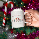Festive personalized santa snowman christmas  coffee mug<br><div class="desc">Add you family name or a persons name to create cute personalized mug featuring one watercolor painted santa and four funny snowmen on a creamy background. if you need any help with this design please contact me through my zazzle store messenger , willows at christmas and i will be happy...</div>