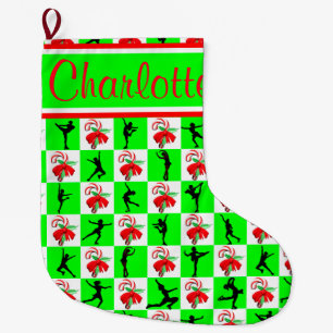 FESTIVE PERSONALIZED SKATING CHRISTMAS STOCKING