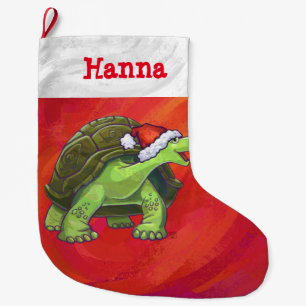 Festive Personalized Tortoise Christmas Large Christmas Stocking
