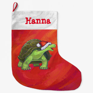 Festive Personalized Tortoise Christmas Large Christmas Stocking