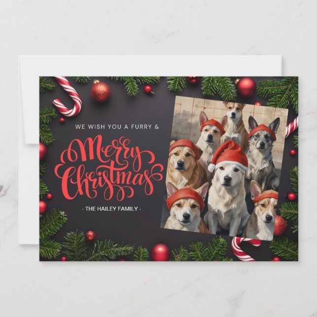 Festive Pet Photo Christmas card (Front)