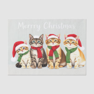 Festive Pets in Santa Hats Merry Christmas Design Tissue Paper