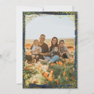 Festive Photo Gold Glitter Dots Holiday Card