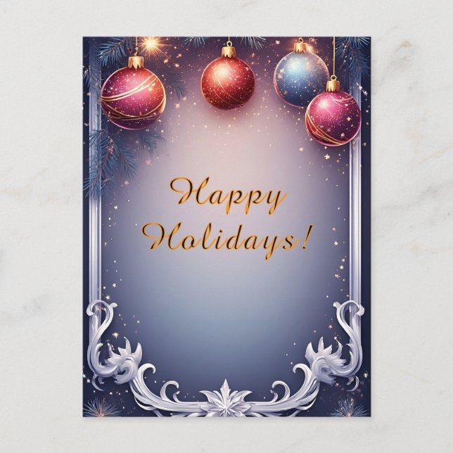 ❄️ Festive Pine & Bauble Christmas Magic 🎄Holiday Postcard (Front)