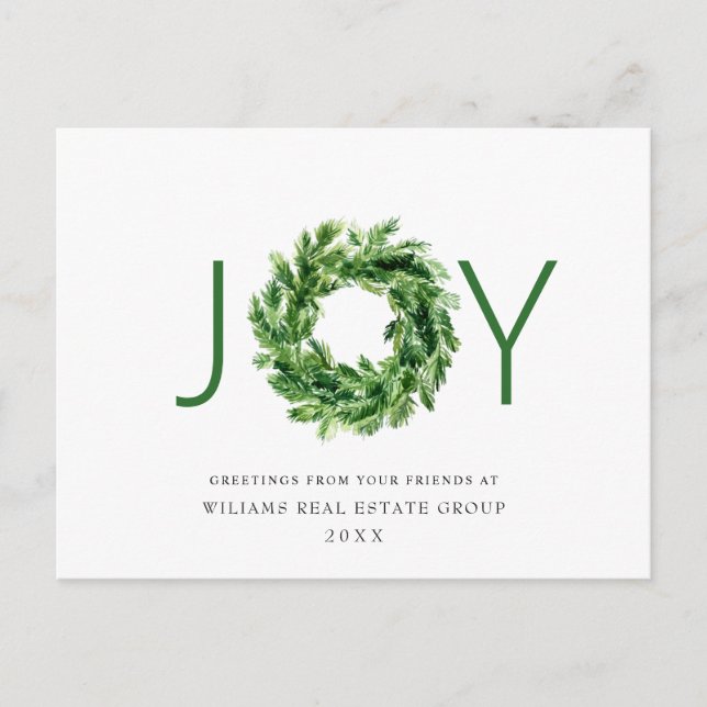 Festive Pine Branch Wreath Christmas Corporate Postcard (Front)