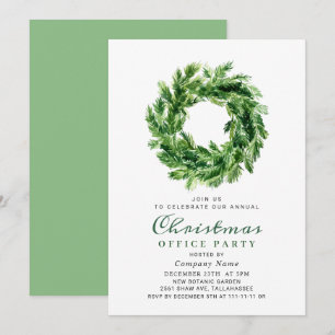 Festive Pine Branch Wreath Holiday Christmas Party Invitation