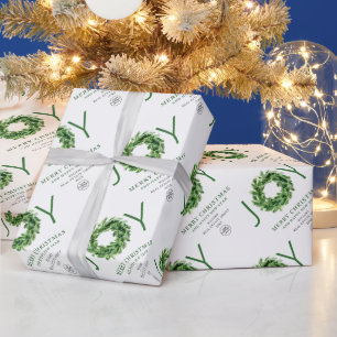 Festive Pine Branch Wreath Holiday Christmas Wrapping Paper