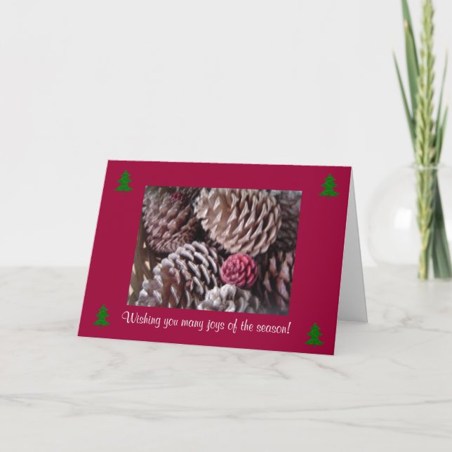 Festive Pine Cones Holiday Card (Front)