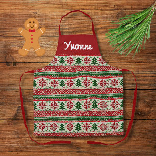 Festive Pine motifs - add name  Apron