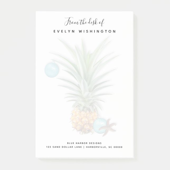 Festive Pineapple Business Desk of Post-it Notes (Front)