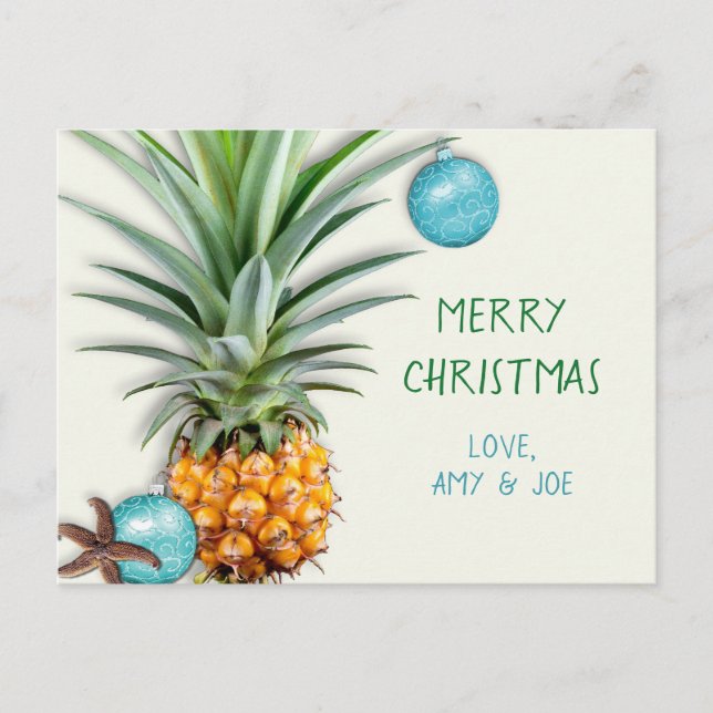 Festive Pineapple Tropical Christmas Postcard (Front)