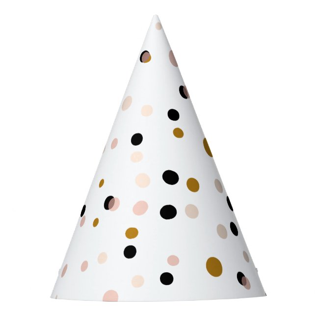 Festive Pink and Gold Confetti Dots Modern Party Hat (Front)