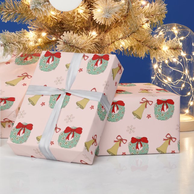 Festive Pink Christmas Wrapping Paper (Holidays)