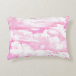 Festive Pink Clouds Decorative Pillow
