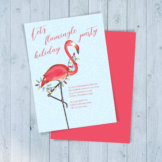 Festive Pink Flamingo Christmas Party Invitation (Creator Uploaded)