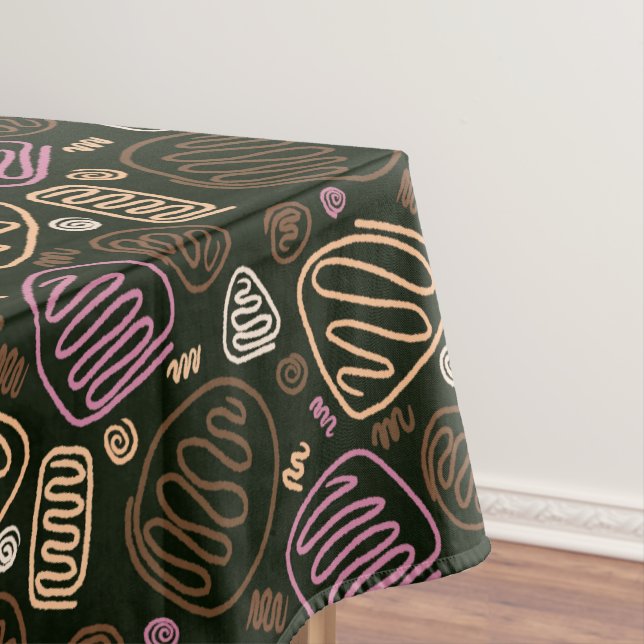 Festive Pink One Line Artistic Drawing Pattern Tablecloth (In Situ)
