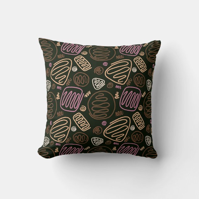 Festive Pink One Line Artistic Drawing Pattern  Throw Pillow (Front)