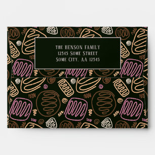 Festive Pink One Line Artistic Return Address Envelope