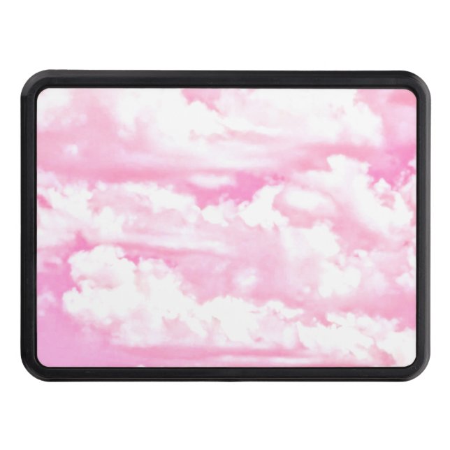 Festive Pink Rose Clouds Trailer Hitch Cover (Front)