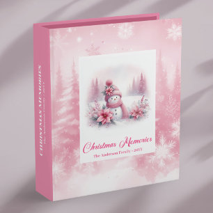 Festive Pink Snowman Cozy Winter Christmas Memory Binder