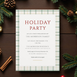 Festive Plaid Holiday Party Invitation