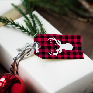 Festive Plaid Pattern Gift Tags