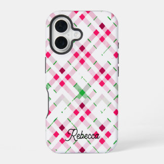 Festive Plaid Pattern Name iPhone 16 Case