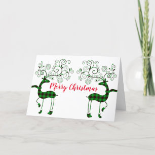 Festive Plaid Reindeer Holiday Card